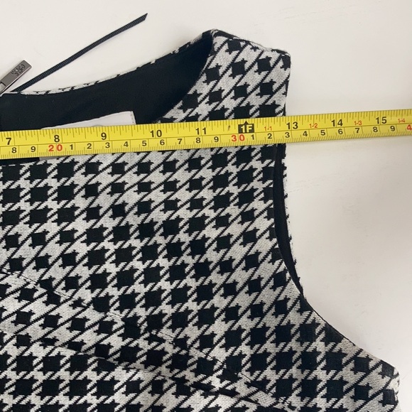 Jessica Simpson black white houndstooth sleeveless back zip closure midi dress - Picture 14 of 15